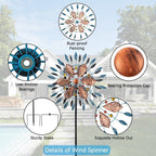 Stargarden Large Wind Spinners Outdoor, 23 Inch Metal Wind Spinner, Double Kinetic Wind Sculptures & Spinners, Waterproof Pinwheels Outdoor Decoration for Patio, Lawn, Garden, Porch Decor