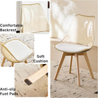 Dining Chairs Set of 4, Acrylic Mid Century Chairs, Light Brown | Clear Acrylic Backrest With Soft Padded Seat, Sturdy Wooden Legs. Ideal For Kitchen And Living Room