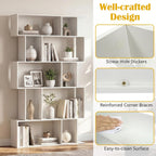 5-Tier Geometric Bookshelf w/Anti-tip Kit & 5 Closed-Back Cubbies
