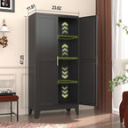 GAIOUS Metal Storage Cabinet, Black Pantry Storage Cabinets with 2 Door | and 3 Adjustable Shelves, Kitchen Food Storage Cabinet, Metal Utility Cabinet for Kitchen Laundry Room, Cupboard