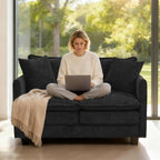 Loveseat Sofa Cloud Sofa Couch 50'', Modern Loveseats 2 Seat Couch 27" Deep Seat with 2 Pillows for Small Spaces Apartment Studio Office Bedroom Living Room 8834-BLACK-1