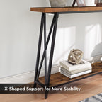 MAHANCRIS Console Table for Entryway, 63" Industrial Entryway Table, 2-Tier Extra Long Sofa Table Behind Couch, X-Shaped Support, for Entryway, Hallway, Living Room, Rustic Brown CTHR4801Z