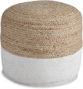 Signature Design by Ashley Sweed Valley Jute & Cotton Pouf, 19 x 19 Inches, Beige & White