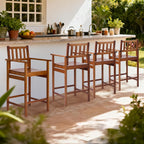 VINGLI Outdoor Bar Stools, Solid Wood Bar Stools Set of 2 Counter Height Bar Chairs for Outdoor Patio Garden Lawn