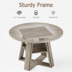 GarveeHome 43.3" Round Dining Table for 2-4 People, Circle Kitchen Table with Wooden Pedestal Base and Storage Shelf for Small Space Saving for Living Room, Apartment (Table Only)