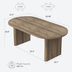 Oval Dining Table for 4-6 People, 63" Modern Kitchen Table with Thick Sturdy Wooden Base, Easy to Clean Wood Grain Finish for Dining Room Living Room Office, Pear Wood Original