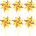 6 Pcs Reflective Pinwheels Wind Spinner for Yard and Garden, Decorative Windmill Toy Pinwheel for Kids, Colorful Garden Wind Spinners Outdoor Party Decorations, Pinwheels to Scare Birds Away
