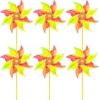 6 Pcs Reflective Pinwheels Wind Spinner for Yard and Garden, Decorative Windmill Toy Pinwheel for Kids, Colorful Garden Wind Spinners Outdoor Party Decorations, Pinwheels to Scare Birds Away