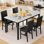 Hooseng Dining Table Set for 4 Faux Marble Kitchen Table and Chairs Set of 4,5 Piece with PU Leather Upholstered Dinner Chairs for Compact Dining Room,Small Space,Black
