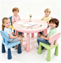 Kids Round Table and 4 Chairs Set, Pink Plastic Activity Table | Toddler Age Group, Multicolor Chairs, Lightweight Design, Play & Study Use, Easy Assembly