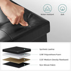 SONGMICS 43.3 Inches Folding Storage Ottoman Bench with Flipping Lid | Storage Chest Footrest Padded Seat, Iron Frame Support, Ink Black, MINOTA Collection ULSF75BK
