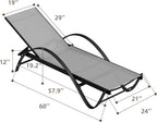 Shintenchi Patio Chaise Lounge Set of 2, Pool Chaise Lounge with Arm,Outdoor Lounge Chair with 5 Adjustable Backrest,Sunbathing Recliner,Beach Chair,Pool Chairs,Light Grey