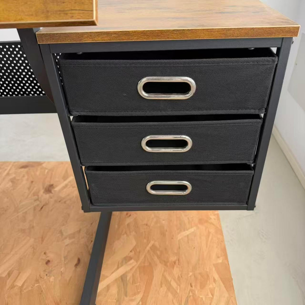 Wood Adjustable Drafting Table with Stool & 3 Drawers, Tilting Art Desk for Drawing & Crafting, Multi-Functional Study & Office Desk