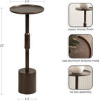 Kate and Laurel Truxton Modern Round Metal Drink Table, 9 x 9 x 22, Bronze, Transitional Cast Aluminum Pedestal Table for Use as Indoor Plant Stand or Living Room Decor