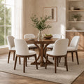 MALOL Wooden Dining Chairs Set of 6, Upholstered Kitchen & Dining Room Chairs with Thickened Wooden Legs, Farmhouse Side Chairs, Beige