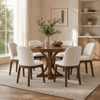 MALOL Wooden Dining Chairs Set of 6, Upholstered Kitchen & Dining Room Chairs with Thickened Wooden Legs, Farmhouse Side Chairs, Beige