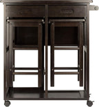 Winsome Suzanne Kitchen Table Set with Stools, Coffee, 33" | Convenient Sturdy Mobile Kitchen & Dining Room Table & Chairs with Storage for Small Spaces, Dorms, Apartments