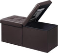 AmasSmile Footrest Ottoman Storage Bench,34" Leather Folding Chest,Brown | Large Ottoman with Storage,Thicker Foam Padded Seat,Livingroom,Dorm,Bedroom,Entryway,Easy to install,34 x 13 x 13in