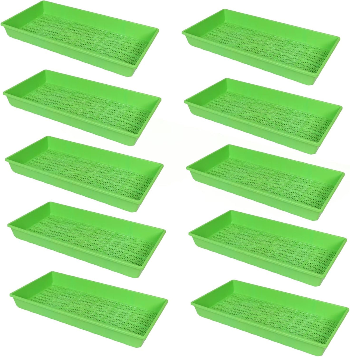 SUNPACK 10" x 20" Heavy Duty Mesh Plastic Seed Starting Tray, Green, 2.3" (Pack of 10) - Ensures Water Drainage and Aeration, Perfect for Greenhouses or Indoor Gardening