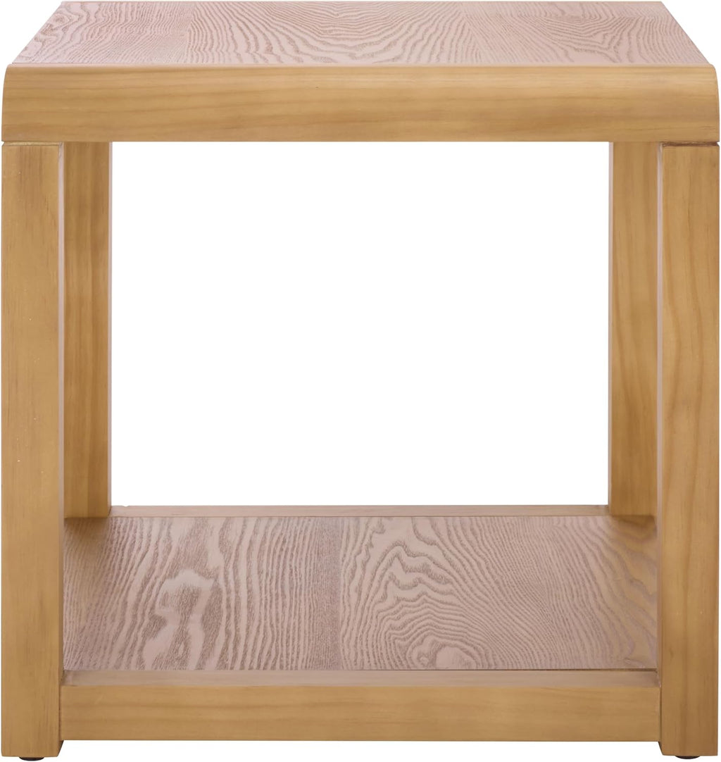SAFAVIEH Home Collection - Omara Square Side Table, Natural Brown Wood with Lower Shelf (ACC2318A)