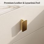 AQIMUELE Narrow Nightstand with Drawers, Narrow Side Table Leather, Small Bedside Tables for Bedroom. (White)