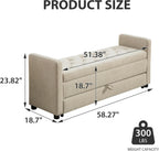 Chifee & Vingol 58.27" W Ottoman Bench with Double Storage Space, Upholstered End of Bed Storage Bench Entryway Shoe Benches,Griege