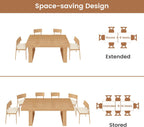70.9" - 86.6" Extendable Dining Table for 8-10 Person, Modern Expandable Table with U-Shaped Wooden Legs, Dining Table for Dining Room, Kitchen, Living Room, Natural Oak
