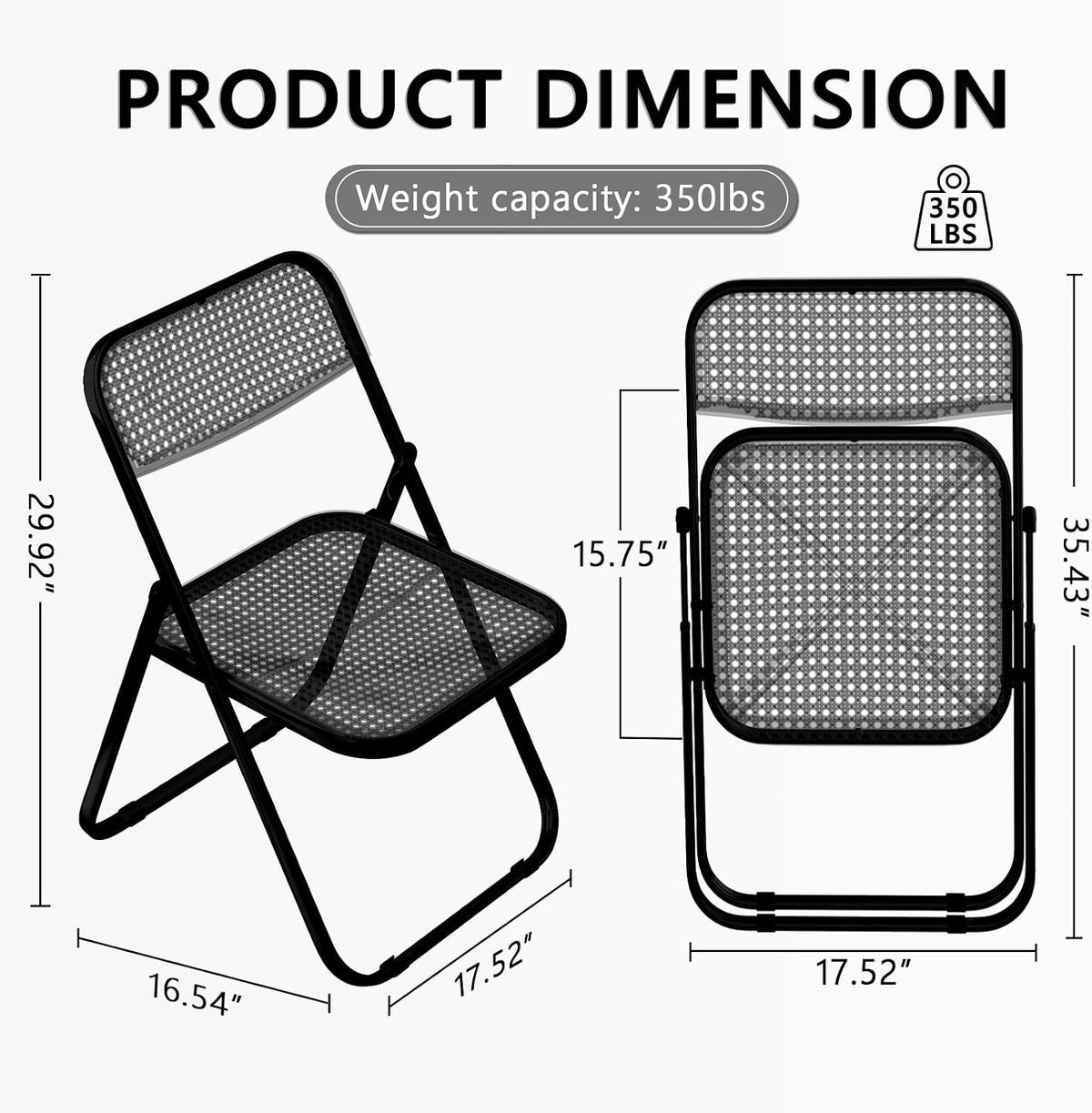 Folding Chair, 6 Pack Plastic Chair, All Black | Breathable folding chair with steel frame, 300lbs capacity. Portable & stackable for indoor, outdoor, events & parties.