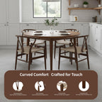 Polynices Wishbone Chair, Weave Solid Wood Mid-Century Modern Y Shaped Backrest Dining Chair (Walnut)