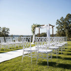 FOHFurniture Set of 3 Clear Acrylic Chiavari Chairs with Cushions, Fully Assembled Transparent Crystal Dining Chair, Accent Event Ghost Chairs for Wedding Event Reception (Clear(Grid))