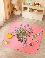 YOHOOLYO 2 In 1 Toy Storage Play Mat, Storage Box for Kids Children Space Adventures Design,Nursery, Playroom, Basket for Building Bricks Blocks Collapsible Cube Bin, 16.9"x16.9"x16.9"