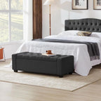Huatean Home 48" Ottoman with Storage, Dark Gray Storage Ottoman Bench | Upholstered Entryway Bench with Seating for Bedroom, Living Room, Holds up to 330 lb with Safety Hinge