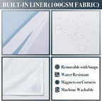 N&Y HOME Extra Long Waffle Weave Shower Curtain with Snap-in Fabric Liner & Hooks Set - 71" x 84", Hotel Style & Mesh Top Window, Machine Washable to Easy Clean - 71x84 Inches, Blue