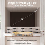 Farmhouse Floating TV Stand for 80" TVs, with LED Light & Outlet | 70" Modern Wood Floating TV Shelf, Minimalist TV Stand Wall Mounted for Living Room, Walnut + Antique White