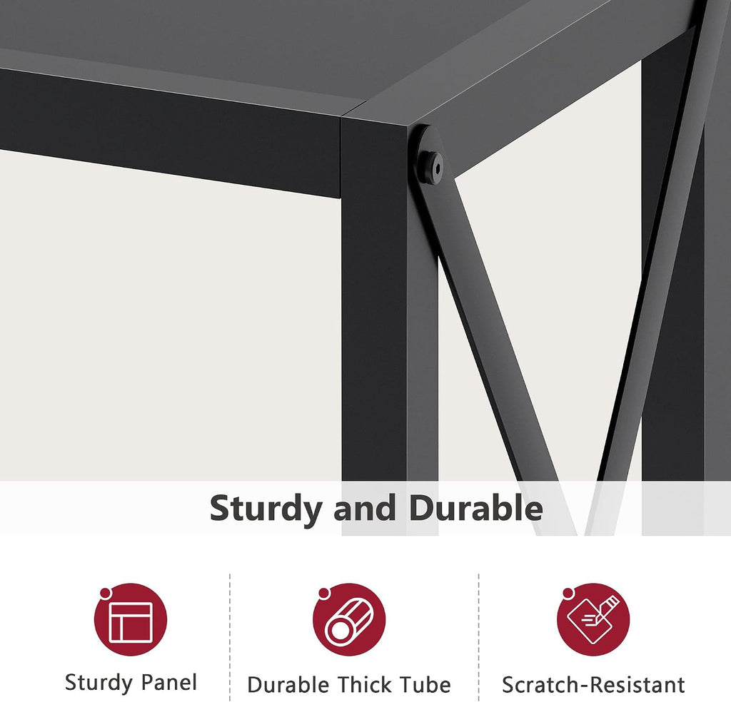 Tajsoon Console Table 41.8", 2 Tier Narrow Entryway Table with Shelves | Black Sofa Table with Stable X-Frame, Behind The Couch, for Entryway, Hallway, Entrance, Living Room, Foyer, Office, Black