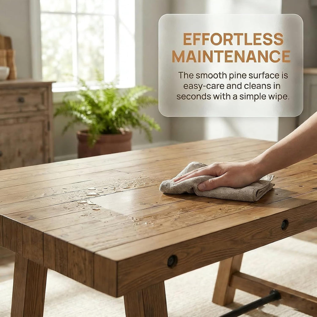 7-Piece Farmhouse Wooden Dining Room Table Set for 6, 59" Reclaimed Wood Dining Table with Upholstered Chairs, Solid Wood Kitchen Table & Chair Set for Dining/Kitchen Room, Brown