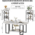 Lamerge Coffee Table Set of 3,Rectangle Coffee Table&2 Accent Table,Faux Marble Tabletop,3 Piece Living Room Table Sets with Multi Tier Storage, for Small Space, Apartment,White & Black