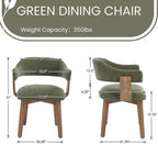ROCITY Green Dining Chairs Set of 6 Upholstered Dining Room Chairs, Mid Century Modern Kitchen Chairs with Curved Backrest and Wooden Legs for Dining,Living Room