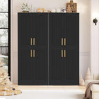 67.7" Tall Kitchen Pantry Storage Cabinet,with 4 Doors,2 Adjustable Shelves,Freestanding Cupboard Farmhouse for Kitchen,Living,Bathroom,Laundry,Dining Room,Assemble Required,Black