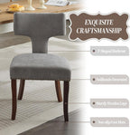 Dining Chair Set of 2 Linen Fabric Curved Backrest Farmhouse Mid Century Accent Upholstered Kitchen Chairs with Wood Legs and Foot Pad for Dining Room/Living Room/Restaurant,Grey