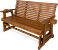 Fortune Candy Patio Glider with Cup Holders, High Roll Back and Deep Contoured Seat, 3-Seater, Heavy Duty 800 Lb, 5 Feet (Brown, 3-Seater)