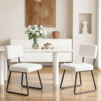 Velvet Dining Chairs Set of 4, Upholstered Dining Room Kitchen Chair with Thick Cushion, Soft Backrest, Metal Legs, Mid Century Modern Accent Side Chair for Home Living Room Bedroom, White
