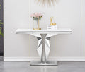 SSLine Modern White Faux Marble Console Table Luxury Entryway Table with Silver Pedestal Base 46.8" Mid-Century Elegant Sofa Table w/Mirrored Stainless Steel Frame for Living Room Hallway