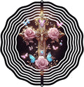 Jesus Cross Wind Spinner, Metal Wind Spinners Outdoor/Indoor, Cross Hanging Garden Decor for Outside, Stainless Wind Spinners for Yard and Garden 10 inch 3D (25.76X25 CM)