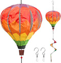 2PCS Giant Rainbow Hot Air Balloon Wind Spinners 14" W x 59" H Large Multicolor Whirligig Wind Spinner Hanging Ornaments for Yard Garden Lawn Outdoor Decorations (Multicolor-2)