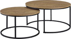 35" Textured Mango Wood Nesting End Table, Nesting End Tables with Open Metal Frame, Coffee Table Set with Flexible Layout for Modern Indoor Lounge Areas, Mango Color