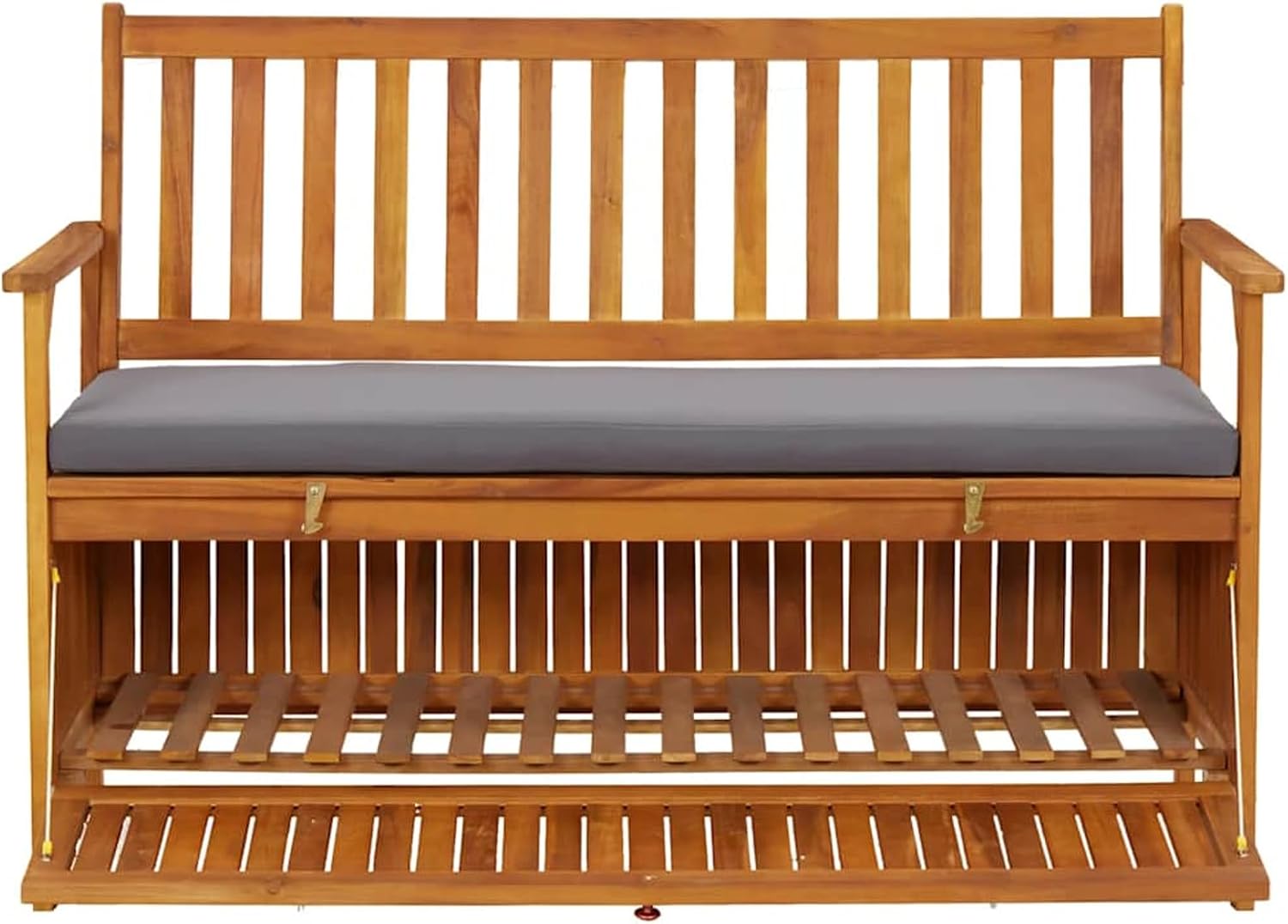 Gecheer Garden Storage Bench, 120 cm Solid Acacia Wood Patio Seating with Storage Compartment for Outdoor Garden and Patio