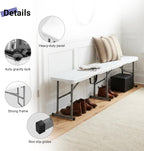 Folding Bench 6ft,Portable Plastic Bench Seat with Handle,White,2 Pack | Heavy Duty HDPE,Powder-Coated Steel Legs,Strong Weight Support,Indoor Outdoor for Parties,Gatherings,Dining,Camping,Events