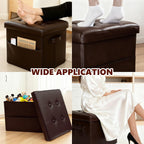 ALASDO Storage Ottoman Footrest Stool Small Ottoman with Storage Foldable Ottomans Foot Rest Footstool Bench for Living Room 17x13x13inches Brown
