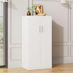 47in Kitchen Pantry Cabinet, Wood Kitchen Storage Pantry Cabinets Freestanding Pantries Cabinets with Doors & Adjustable Shelves, White